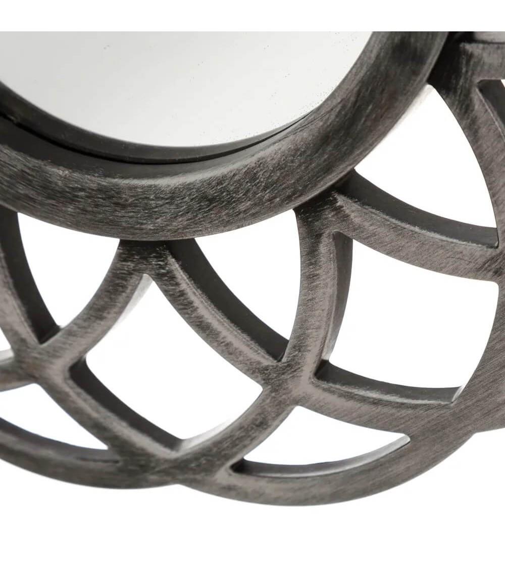 Dcasa Set De 2 Espejos Flor Envejecidos Dorado Y Plateado De Plástico Y Cristal De 25 Cm