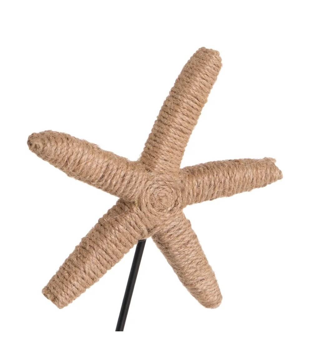 Dcasa Set De 2 Figuras Estrella De Mar De Algodón Natural Y Yute Beige Con Peana De 13x25 Cm
