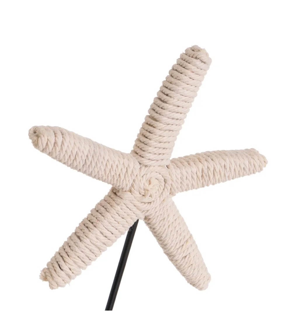 Dcasa Set De 2 Figuras Estrella De Mar De Algodón Natural Y Yute Beige Con Peana De 13x25 Cm