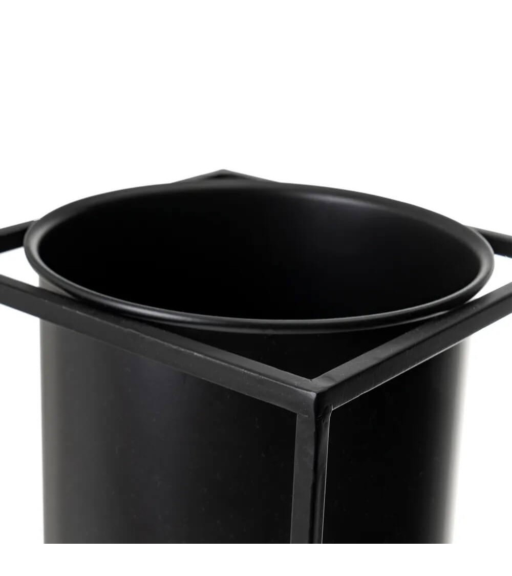 Dcasa Set De 2 Maceteros De Pie Con Soporte De Metal Negros