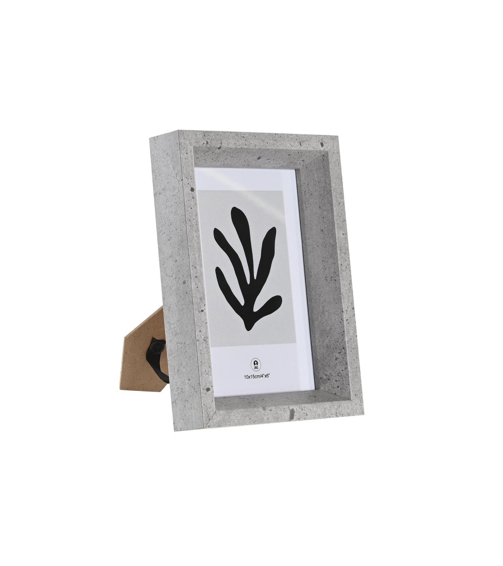 Dcasa Set De 2 Marcos De Fotos Cubo Gris De Madera Con Cristal Para Foto De 10x15 Cm