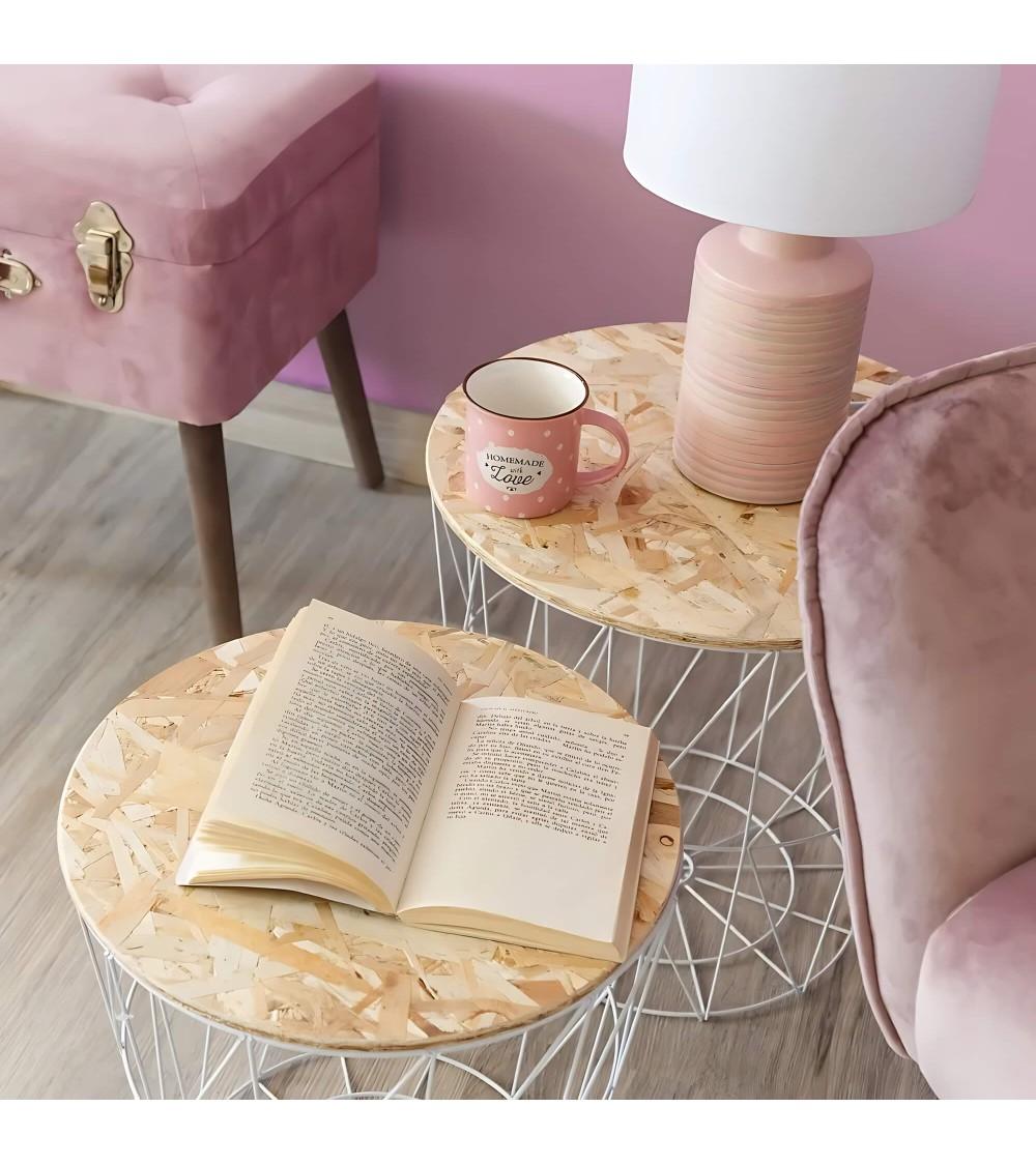 Dcasa Set De 2 Mesitas Auxiliares De Metal Es Blancas