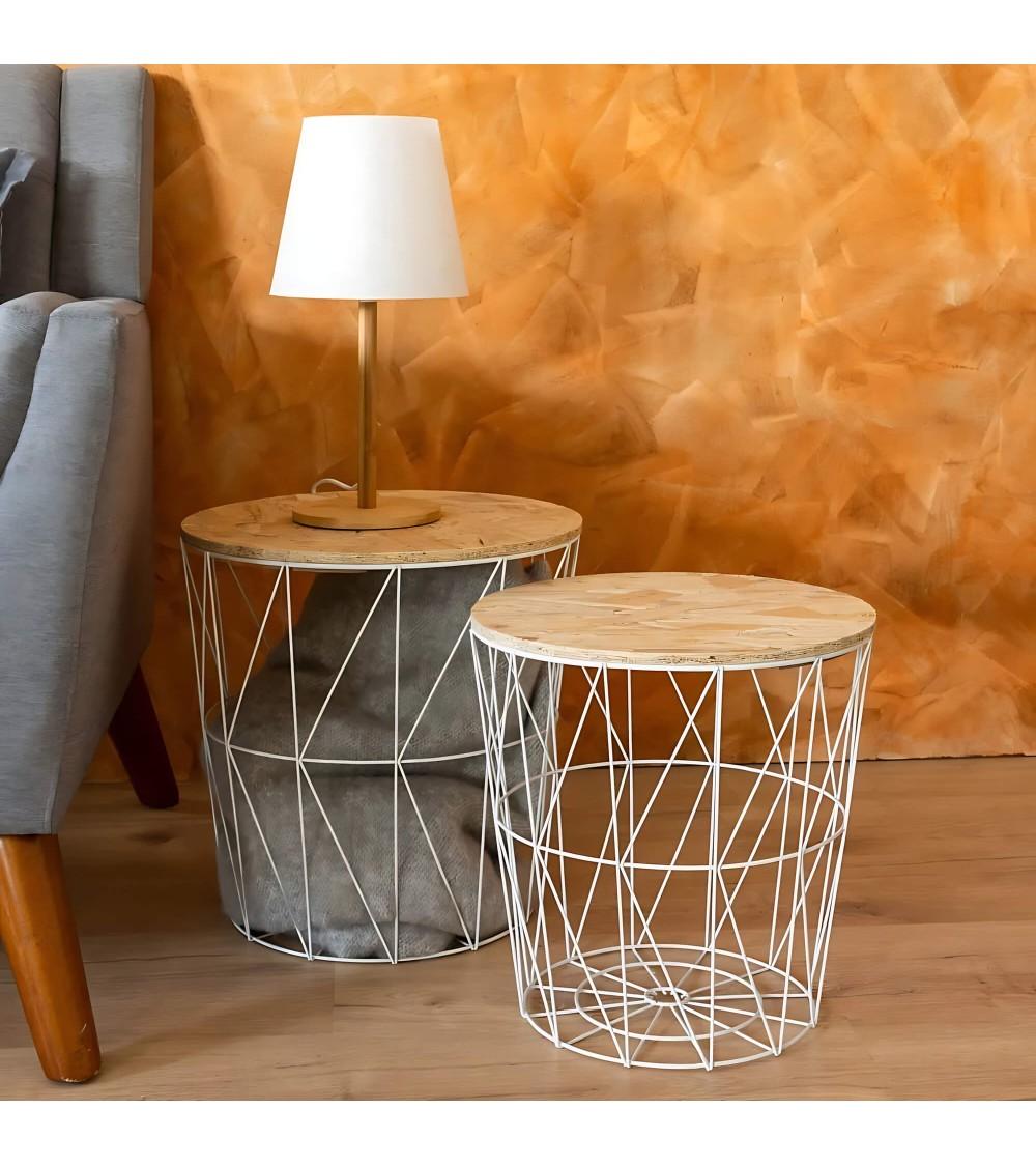 Dcasa Set De 2 Mesitas Auxiliares De Metal Es Blancas