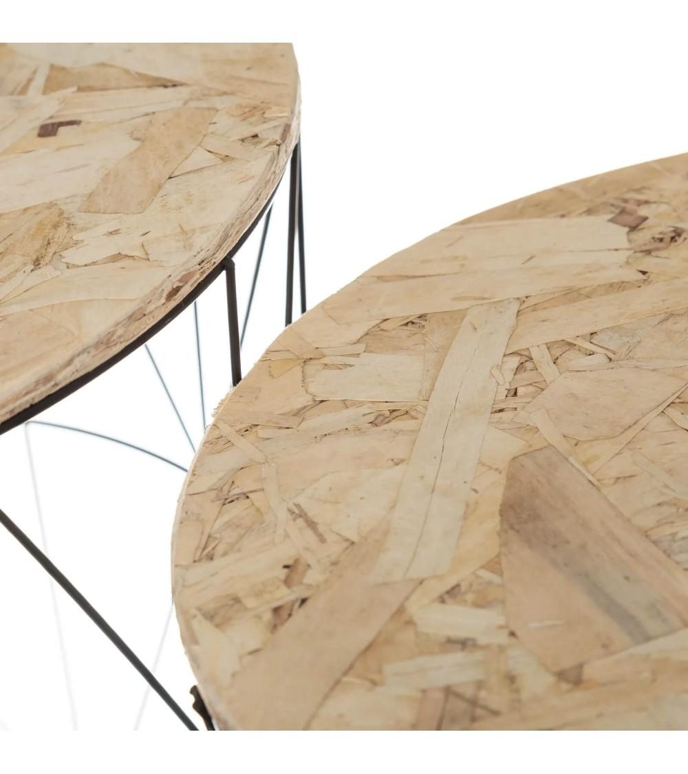 Dcasa Set De 2 Mesitas Auxiliares De Metal Es Negras