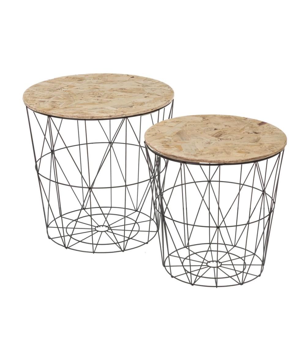 Dcasa Set de 2 mesitas auxiliares de metal es negras