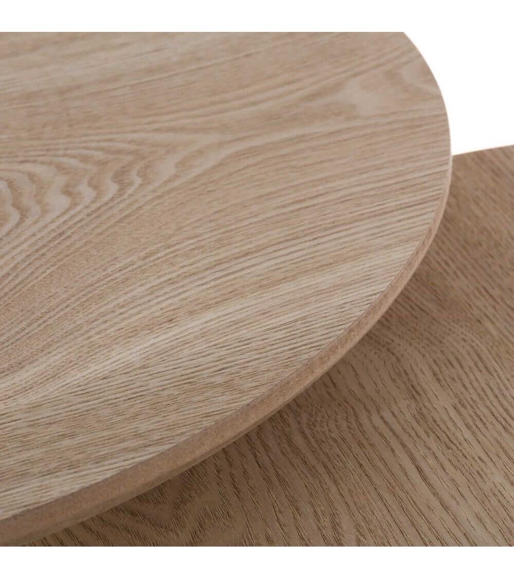 Dcasa Set De 2 Mesitas Nido Redondas De Madera Y MDF En Tono Natural