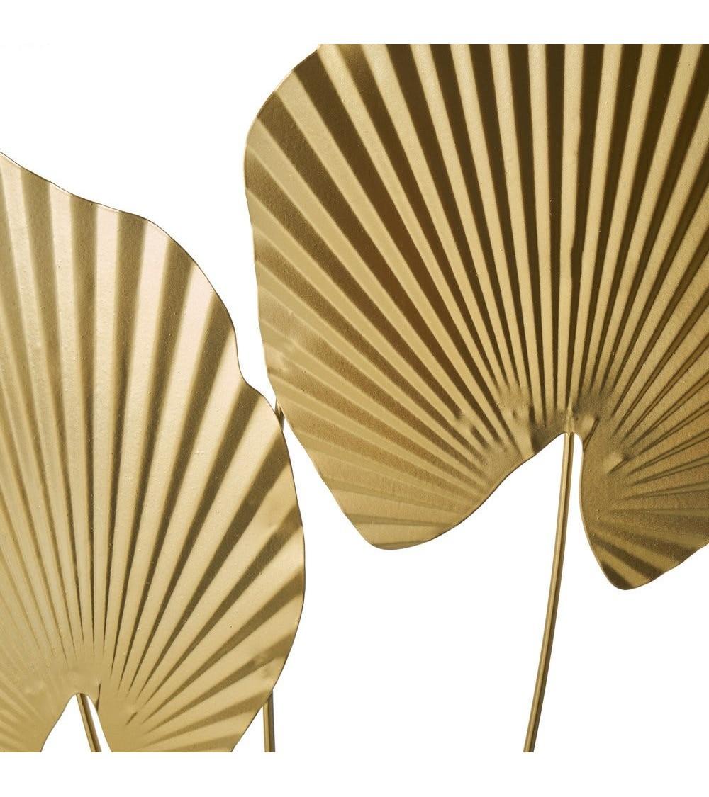 Dcasa Set De 2 Murales De Hojas De Metal Negro Y Dorado