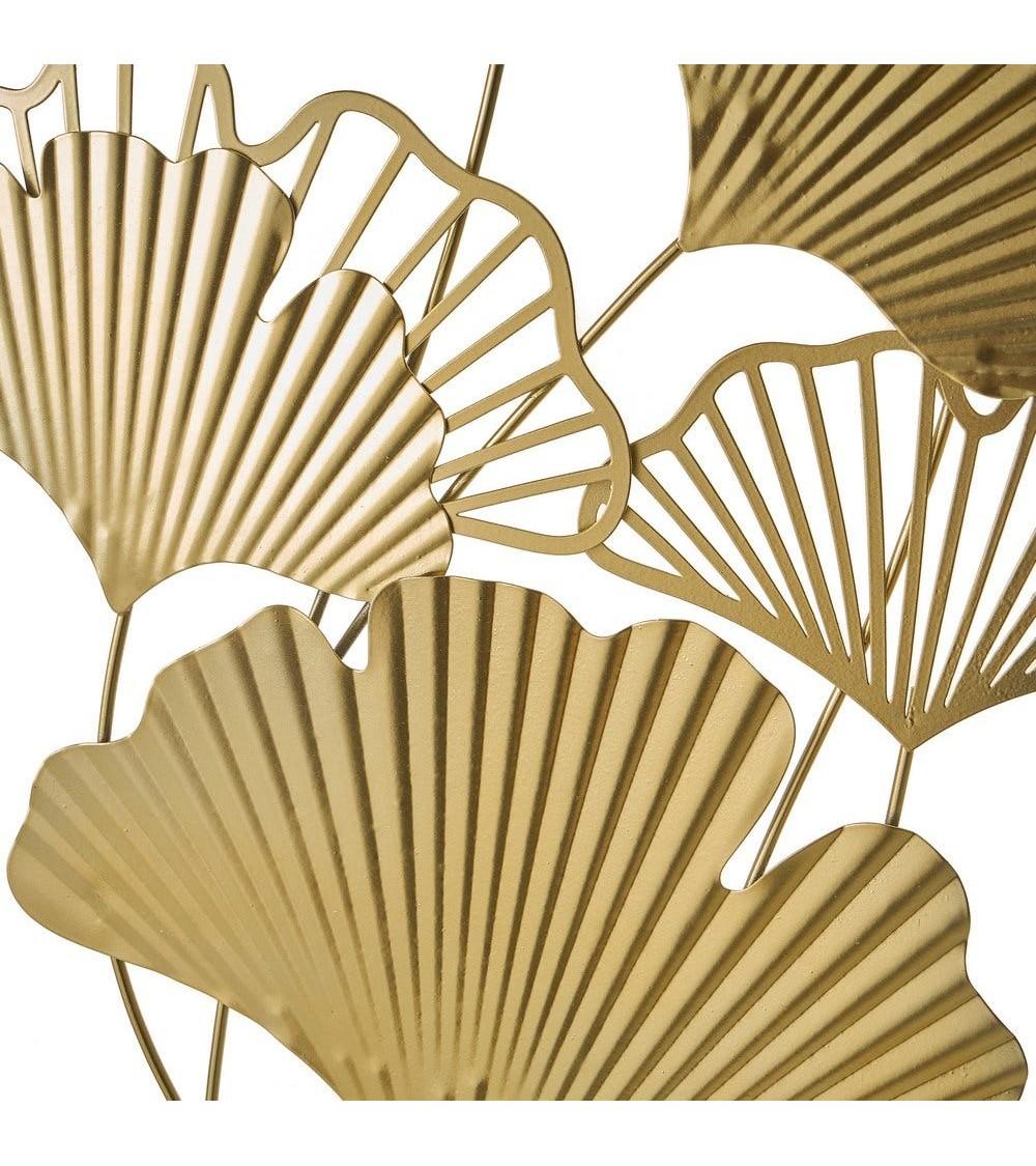 Dcasa Set De 2 Murales De Hojas De Metal Negro Y Dorado