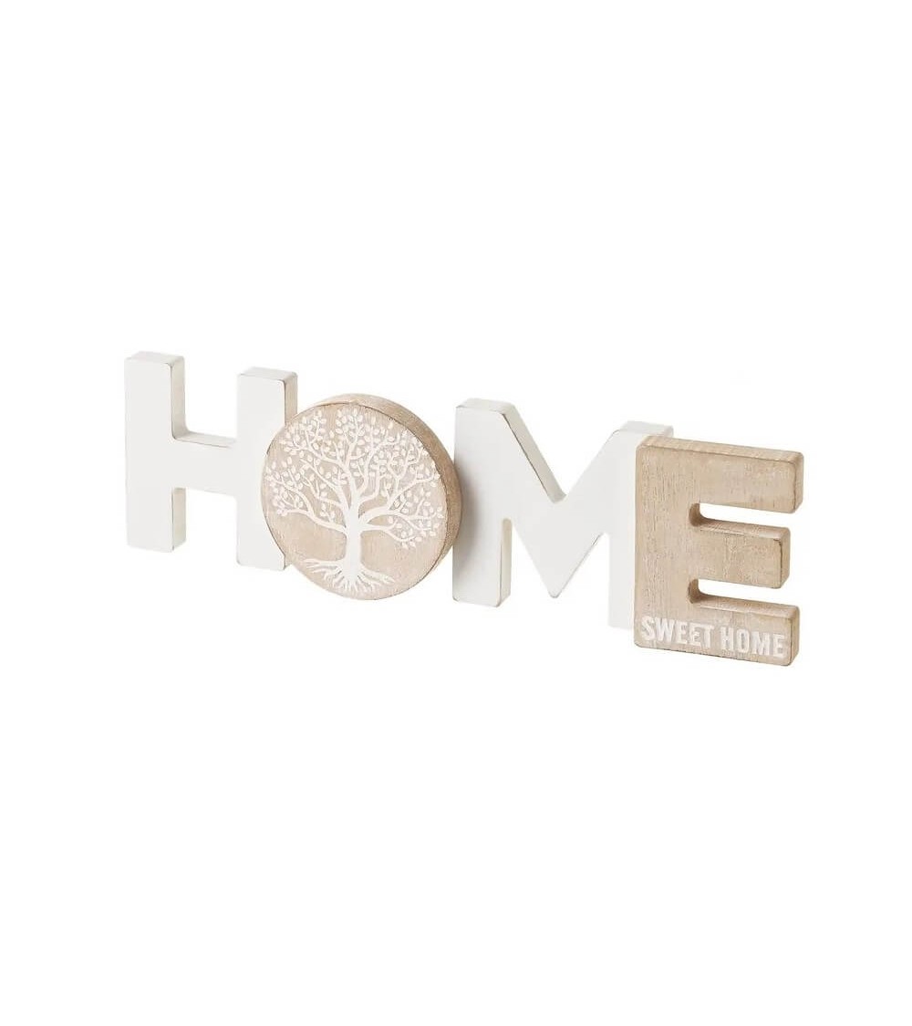 Dcasa Set De 2 Murales Home Y Love De Madera En Blanco Y Natural De 30x8 Cm
