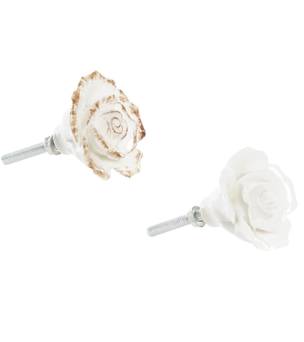 Dcasa Set de 2 pomo rosa de gres para cajones o puerta de armarios