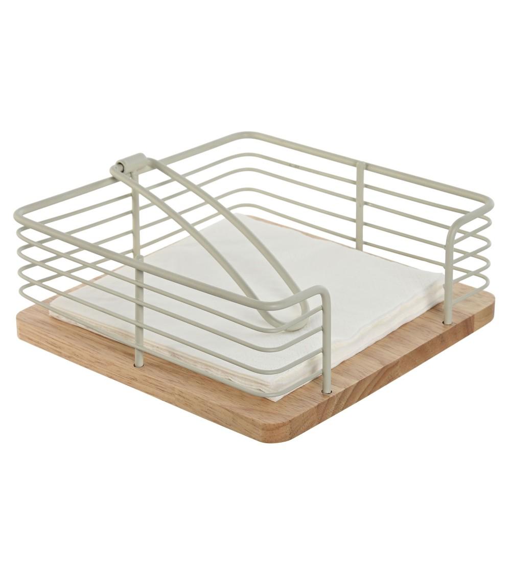 Dcasa Set De 2 Servilletero Urban Metal Rubberwood De 18x18x7 Cm