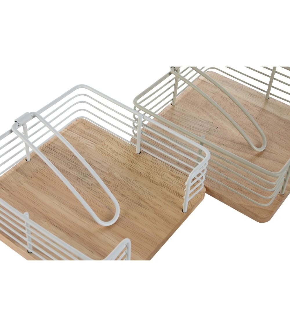 Dcasa Set De 2 Servilletero Urban Metal Rubberwood De 18x18x7 Cm