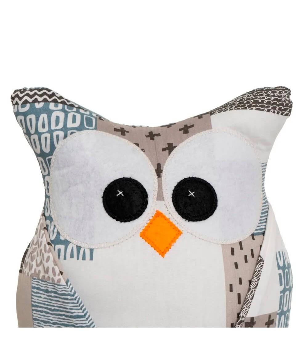 Dcasa Set De 2 Topes De Puerta De Búhos De Tela Patchwork Y Gravilla Azul Y Blanco De 20x13x23 Cm