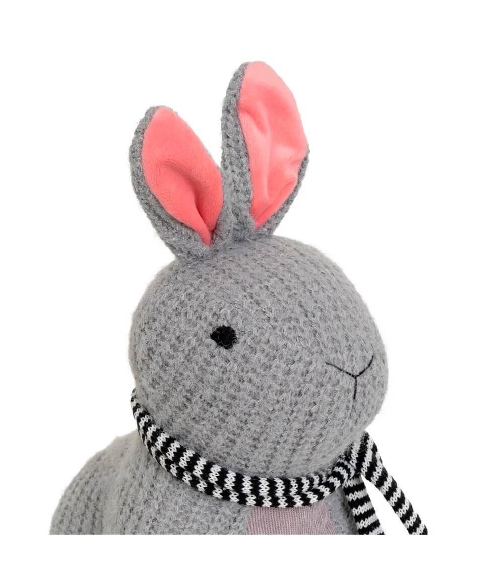 Dcasa Set De 2 Topes De Puerta De Conejos De Tela De Lana Y Gravilla Blanco Y Gris De 24x19x32 Cm