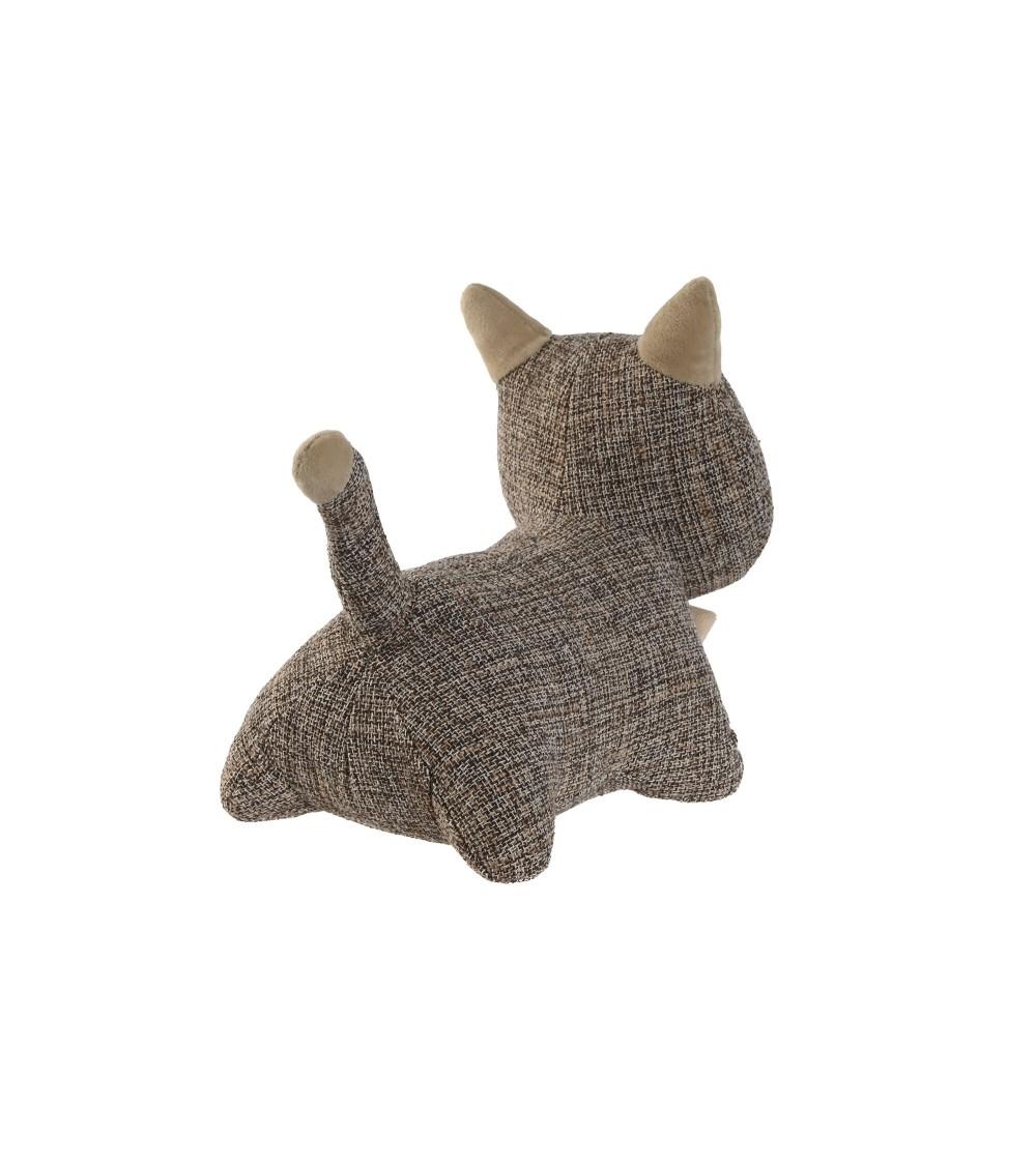 Dcasa Set De 2 Topes De Puerta De Gato De Tela De Algodon Y Gravilla Marron Y Gris De 19x14x20 Cm