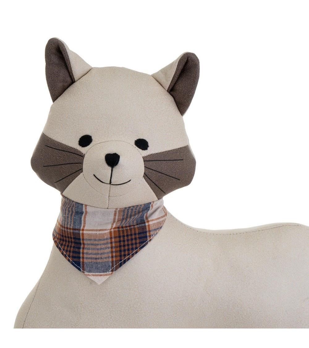 Dcasa Set De 2 Topes De Puerta De Gato De Tela Y Gravilla Beige Y Marron De 29x10x27 Cm