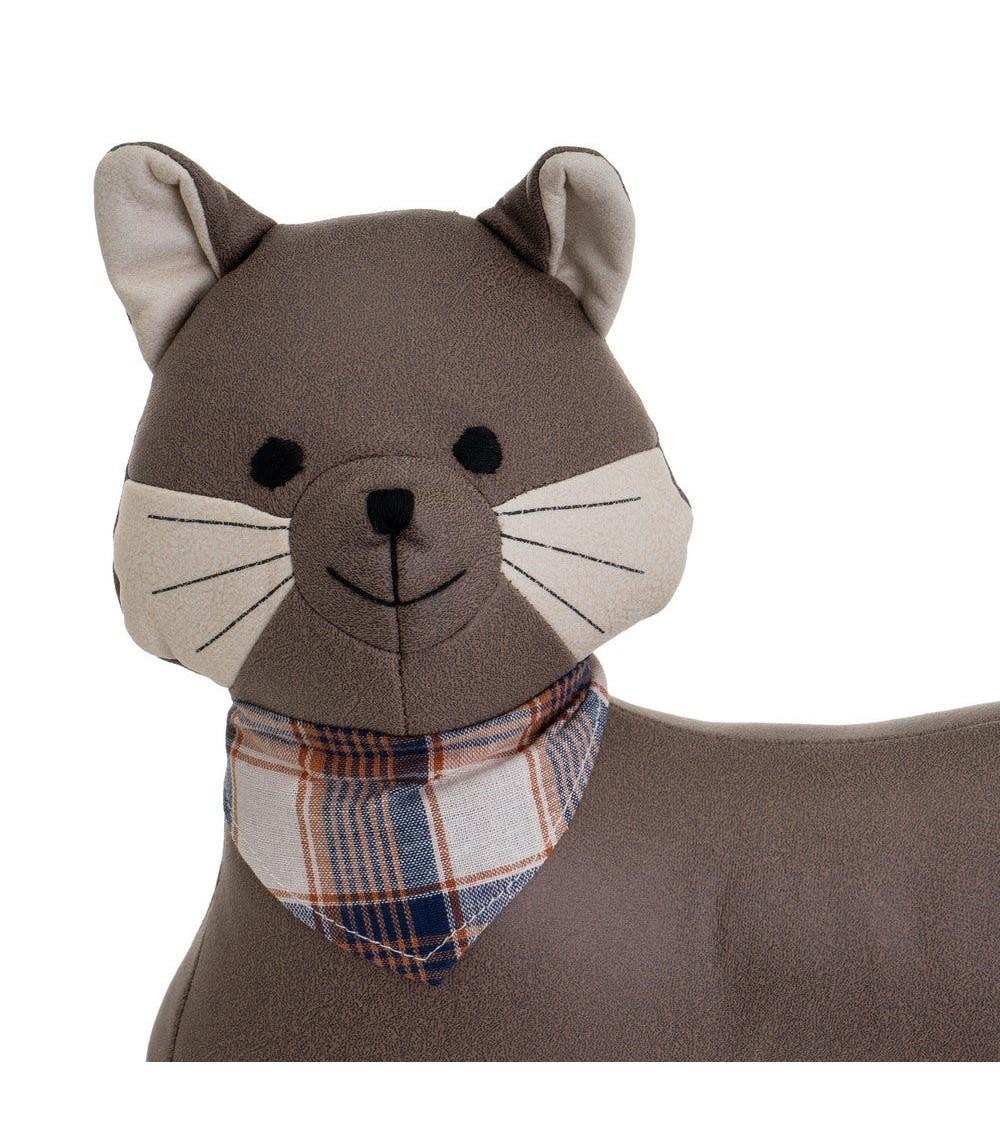 Dcasa Set De 2 Topes De Puerta De Gato De Tela Y Gravilla Beige Y Marron De 29x10x27 Cm