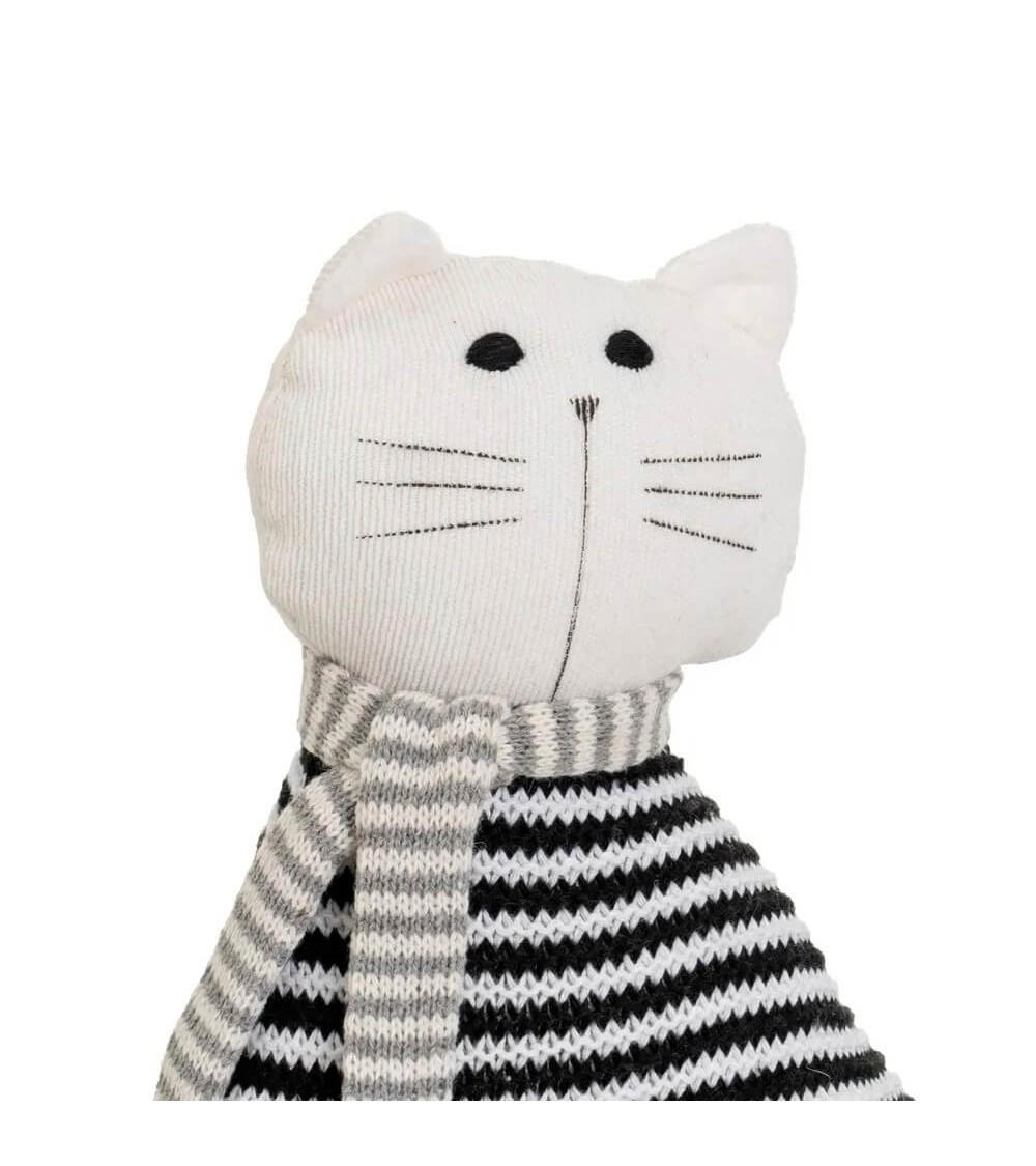 Dcasa Set De 2 Topes De Puerta De Gatos De Tela De Lana Y Gravilla Blanco Y Gris De 23x11x29 Cm