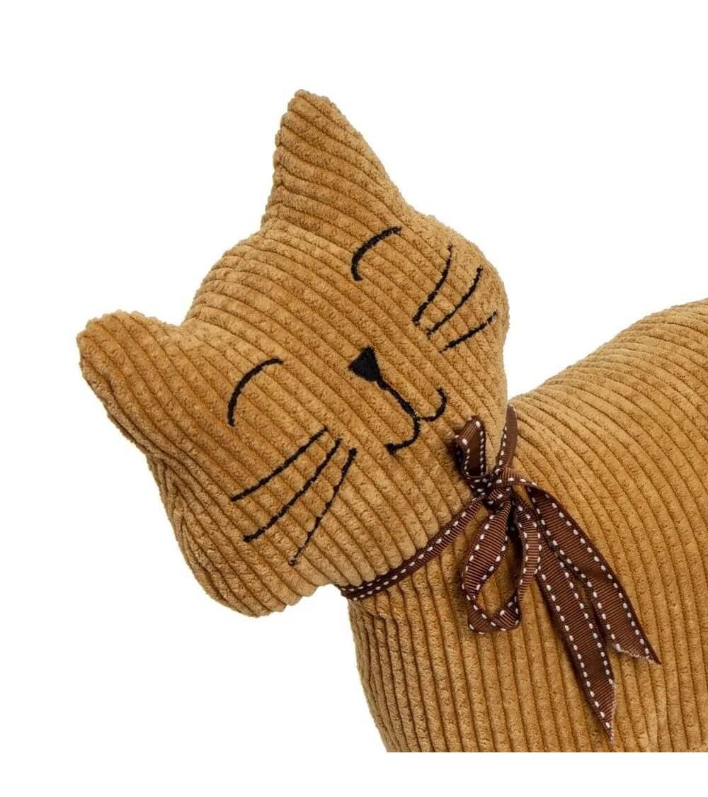 Dcasa Set De 2 Topes De Puerta De Gatos De Tela De Pana Y Arena Marrones De 33x10x23 Cm