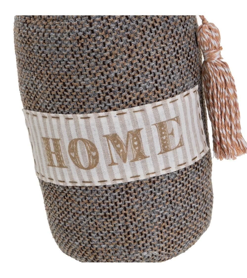 Dcasa Set De 2 Topes De Puerta De Home Beige Y Marron De Tela Y Gravilla Con Asa