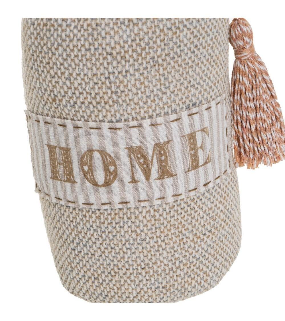 Dcasa Set De 2 Topes De Puerta De Home Beige Y Marron De Tela Y Gravilla Con Asa