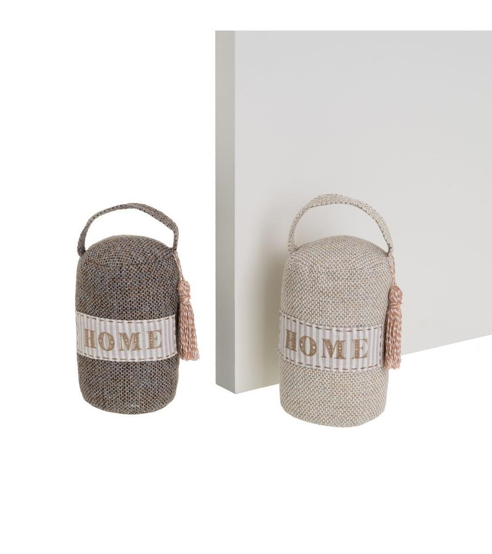 Dcasa Set de 2 topes de puerta de Home beige y marron de tela y gravilla con asa