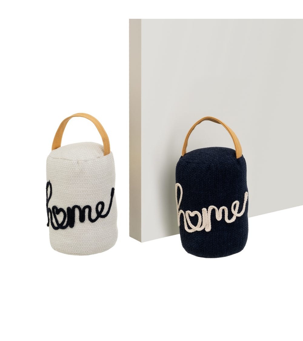 Dcasa Set de 2 topes de puerta de Home blanco y negro de tela y gravilla con asa