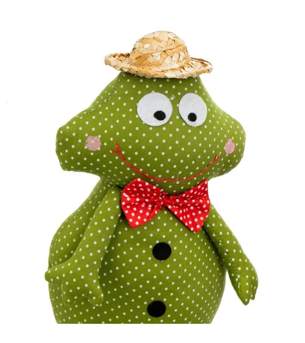 Dcasa Set De 2 Topes De Puerta De Rana Verde Y Rojo De Tela Y Gravilla De 17x12x27 Cm