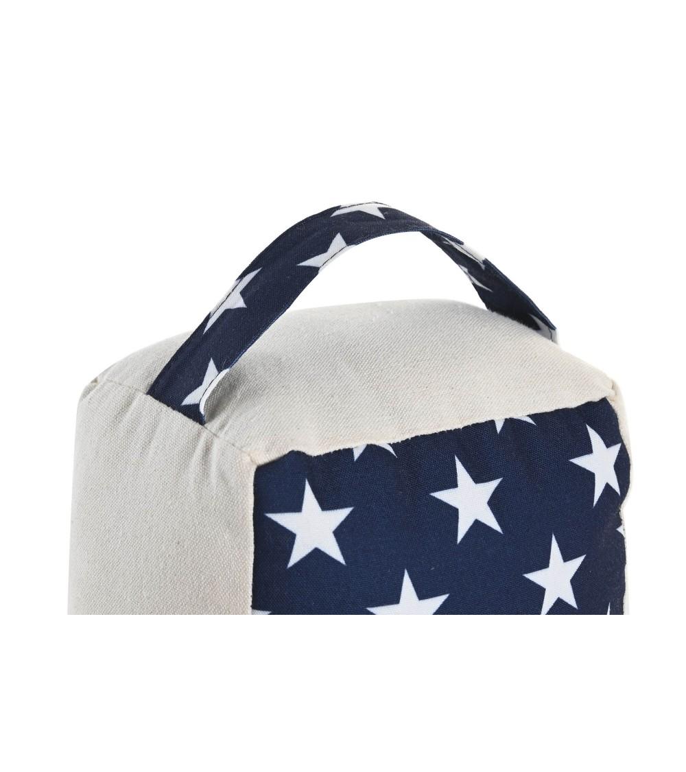 Dcasa Set De 2 Topes De Puerta De Tela Y Gravilla Estrellas Gris Y Azul