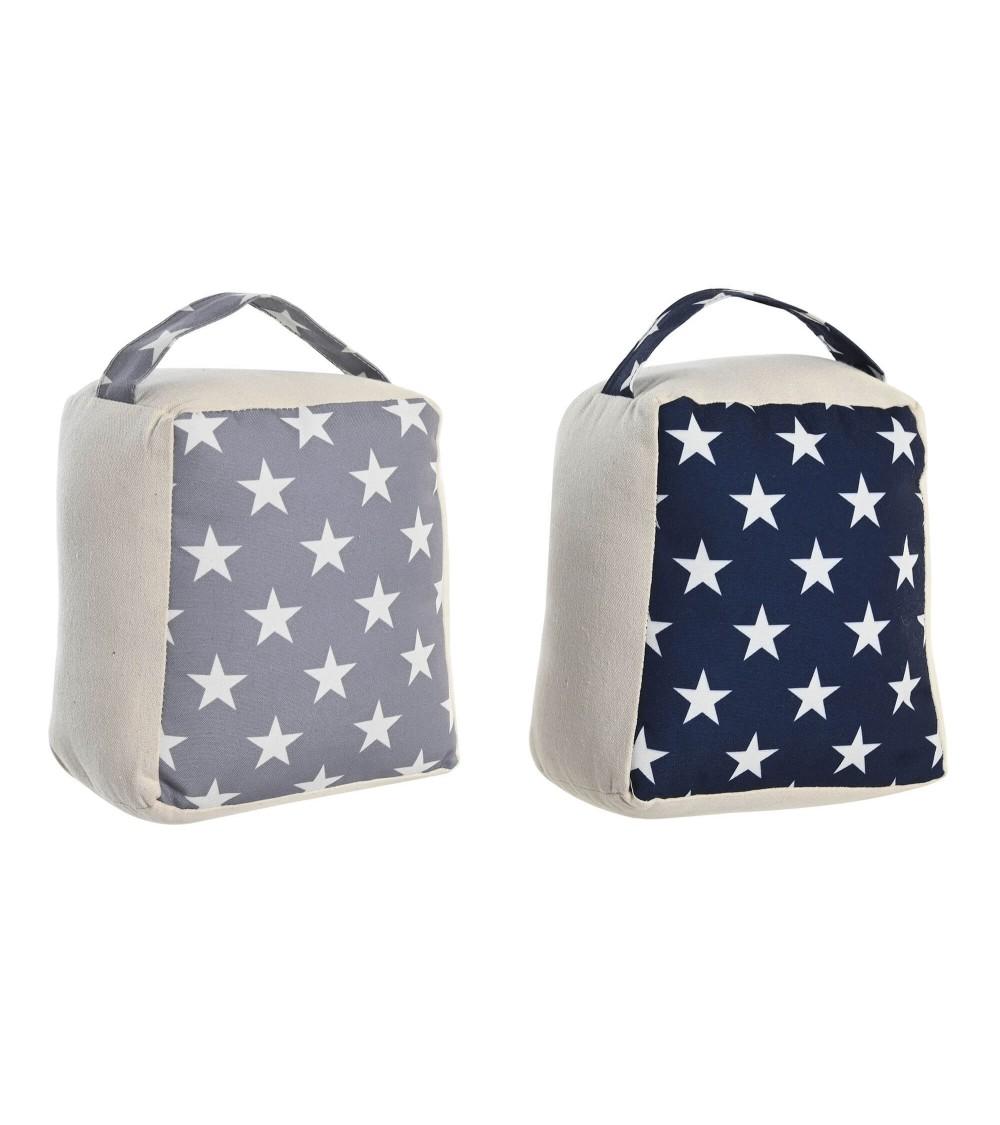 Dcasa Set de 2 topes de puerta de tela y gravilla estrellas gris y azul