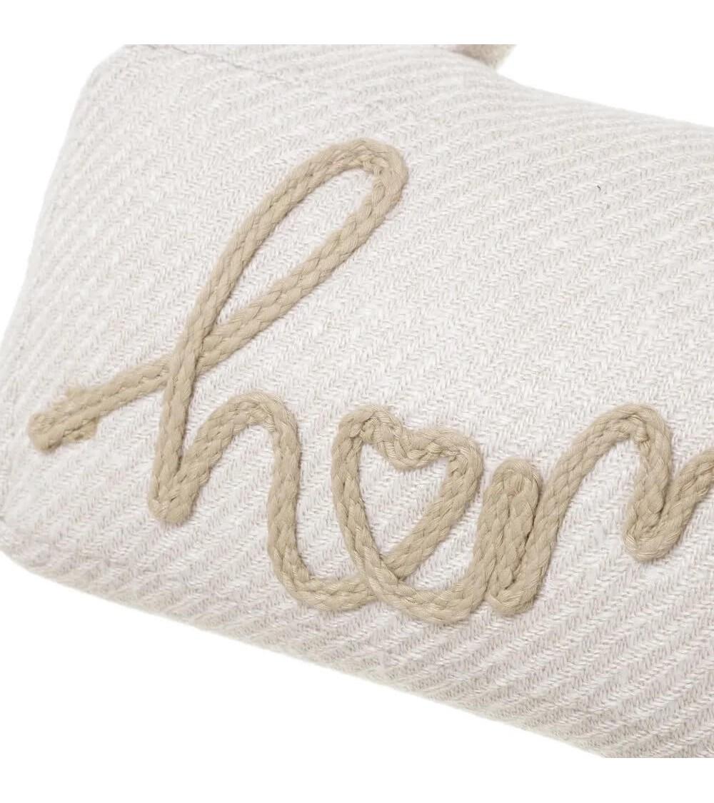 Dcasa Set De 2 Topes De Puerta De Tela Y Gravilla Home En Blanco Y Gris De 24x9x11 Cm