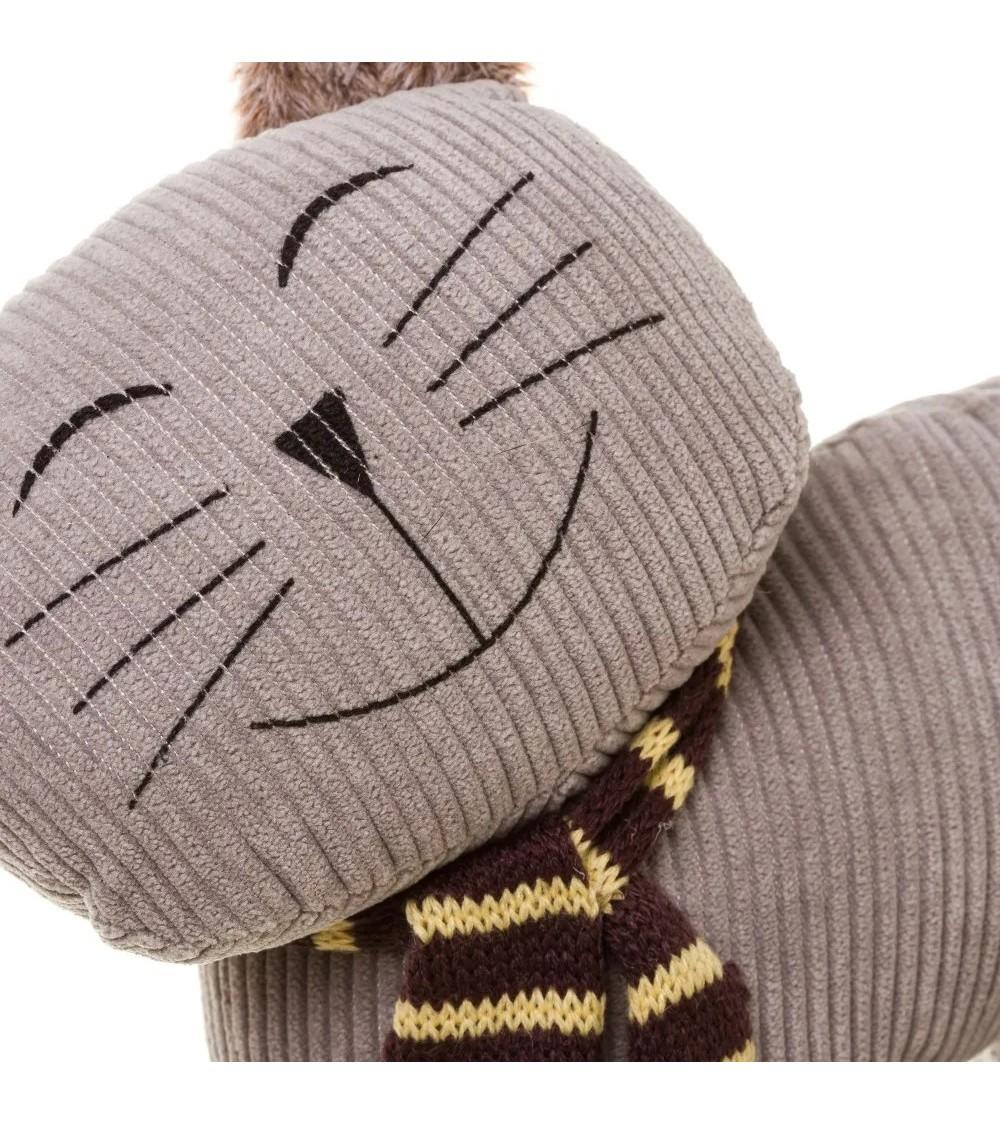 Dcasa Set De 2 Topes De Puerta Gato De Tela Y Gravilla En Marrón Y Beige De 26x9x26 Cm