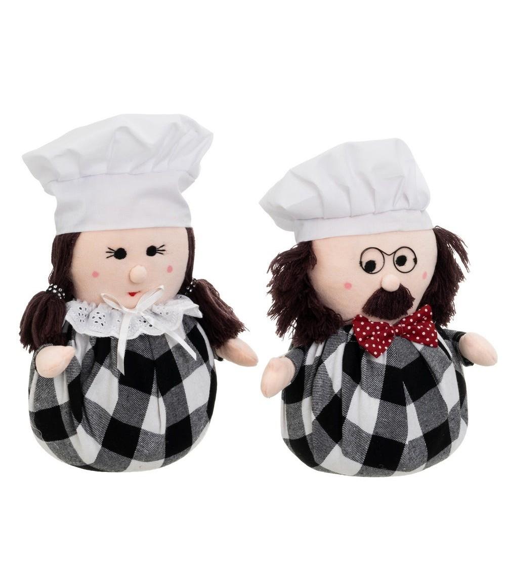 Dcasa Set De 2 Topes De Puerta Original Pareja Cocinero De Tela Y Gravilla