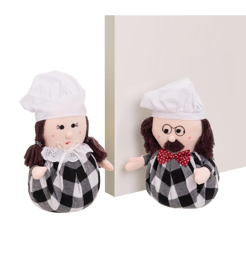 Dcasa Set de 2 topes de puerta original pareja cocinero de tela y gravilla