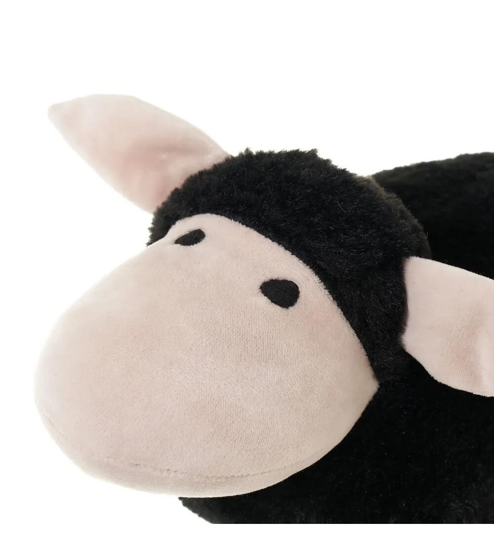 Dcasa Set De 2 Topes De Puerta Oveja De Tela Y Gravilla En Negro Y Gris De 29x14x18 Cm