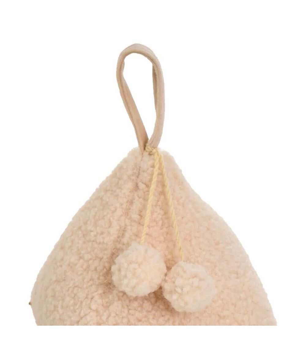 Dcasa Set De 2 Topes De Puerta Pirámides De Tela De Borreguito Y Arena Beige Y Marrón De 17x17x20 Cm