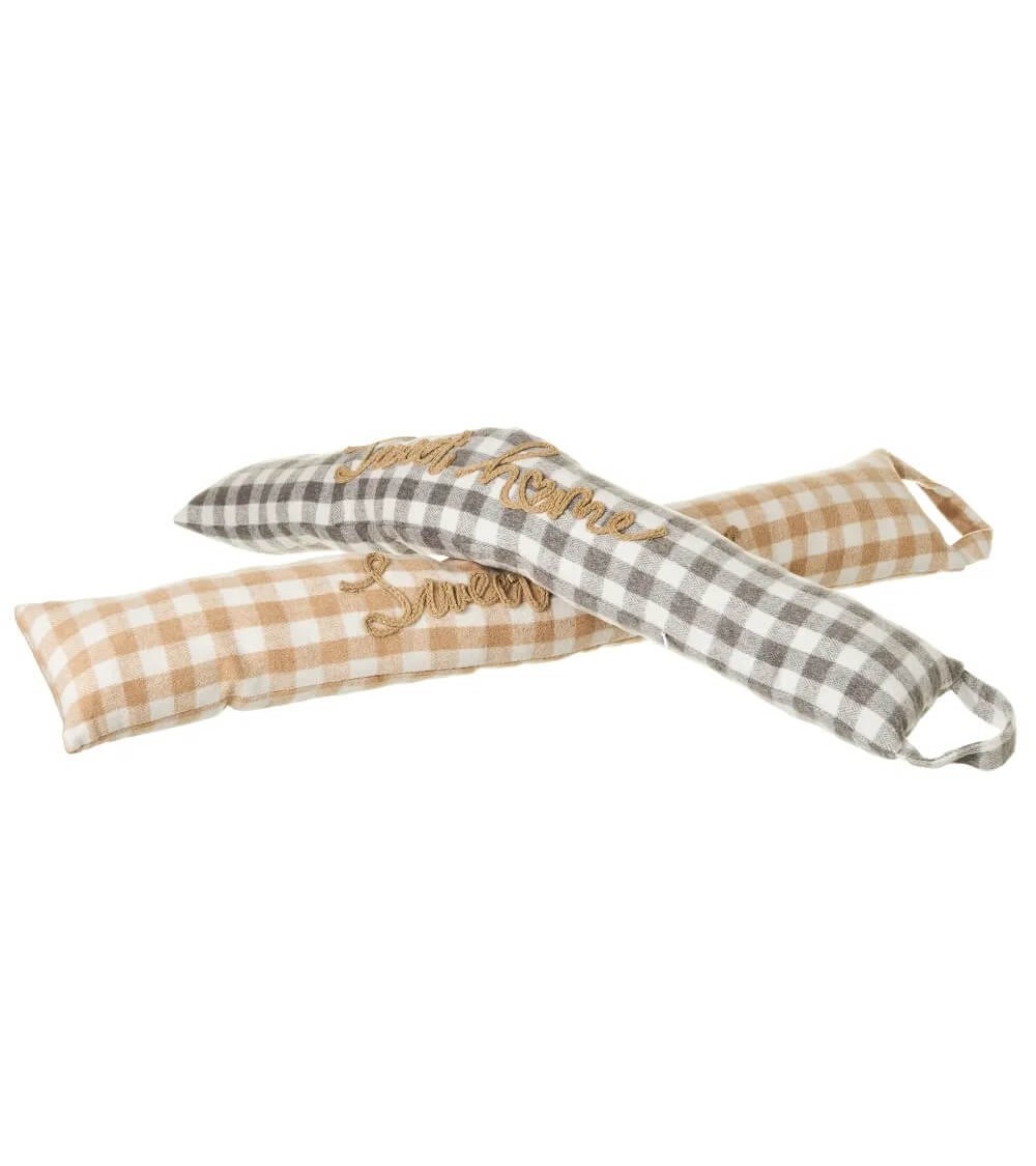 Dcasa Set De 2 Topes De Puerta Protege Viento De Tela Y Gravilla Gris Y Beige De 80x14x8 Cm