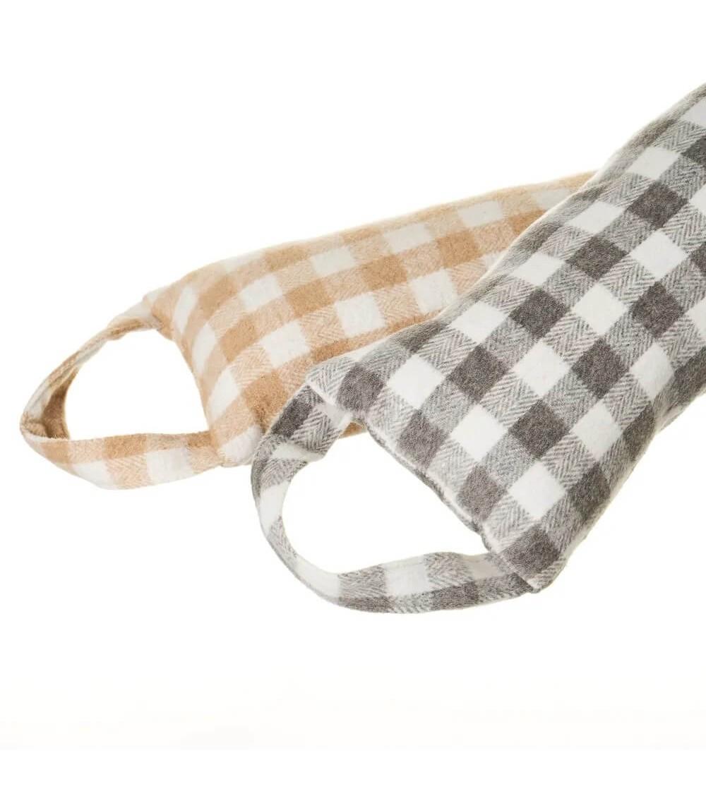 Dcasa Set De 2 Topes De Puerta Protege Viento De Tela Y Gravilla Gris Y Beige De 80x14x8 Cm