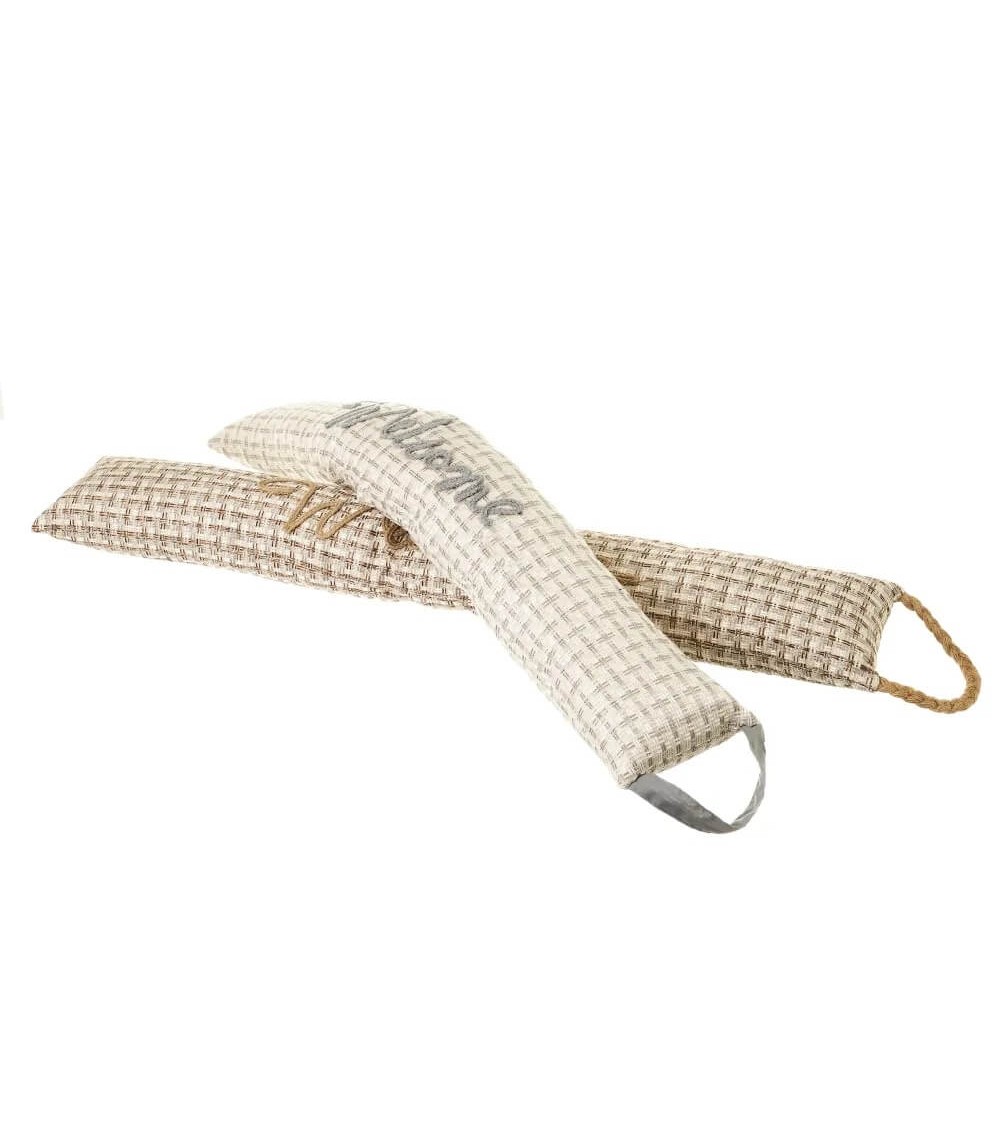 Dcasa Set De 2 Topes De Puerta Protege Viento De Tela Y Gravilla Crema Y Beige De 80x14x7 Cm