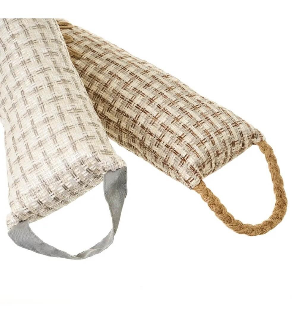 Dcasa Set De 2 Topes De Puerta Protege Viento De Tela Y Gravilla Crema Y Beige De 80x14x7 Cm