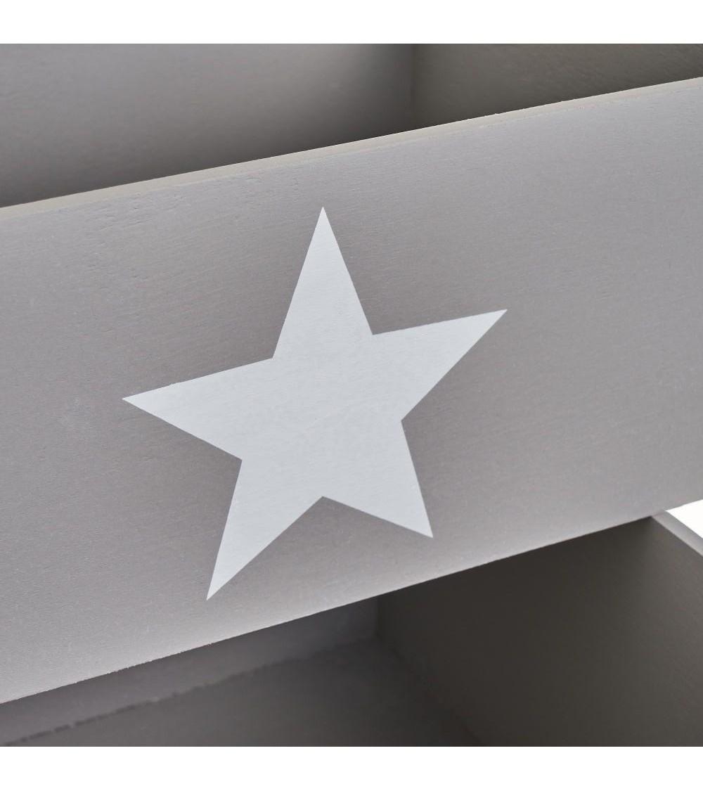 Dcasa Set De 3 Caja Organizadoras Original Estrellas De Madera Gris Cajas Juguetero