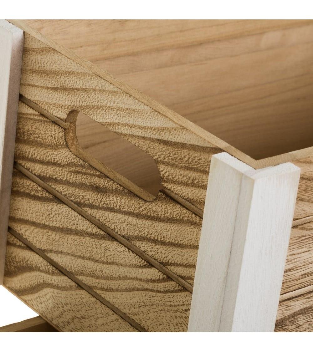 Dcasa Set De 3 Caja Organizadoras Vintage De Madera De Paulonia Natural Para Decoracion