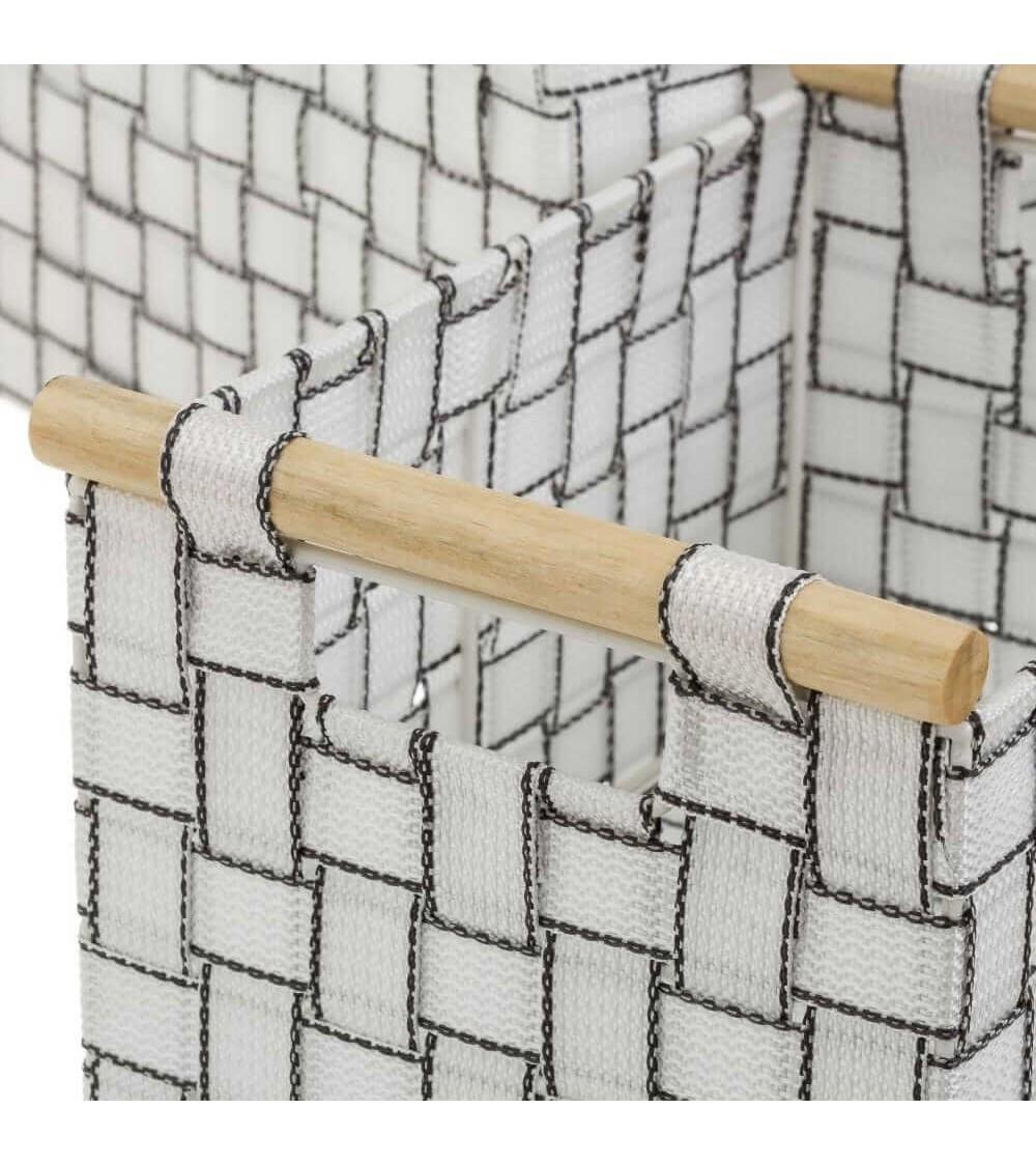 Dcasa Set De 3 Cestas De Polipropileno Blancas Trenzadas