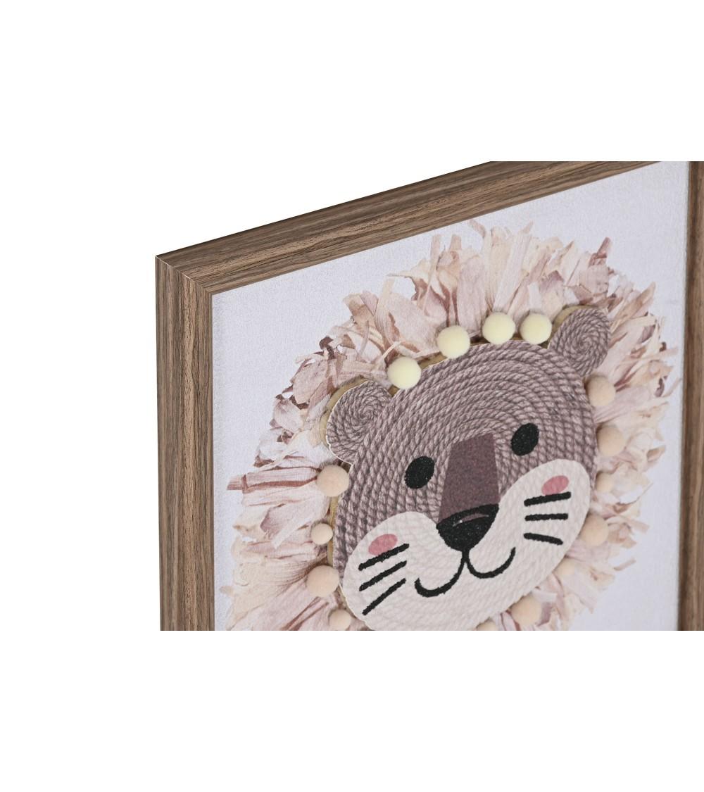 Dcasa Set De 3 Cuadro De Rafia Estilo Animal 3D De 30x30 Cm