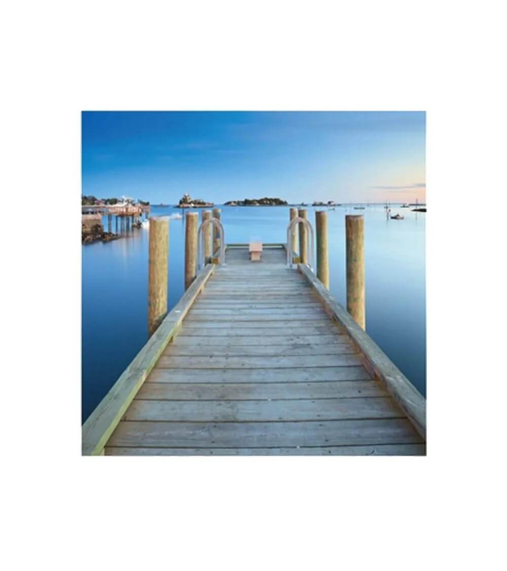 Dcasa Set De 3 Cuadros Cabeceros De Playa Fotoimpresos Sobre Lienzo Azules De 50x50 Cm