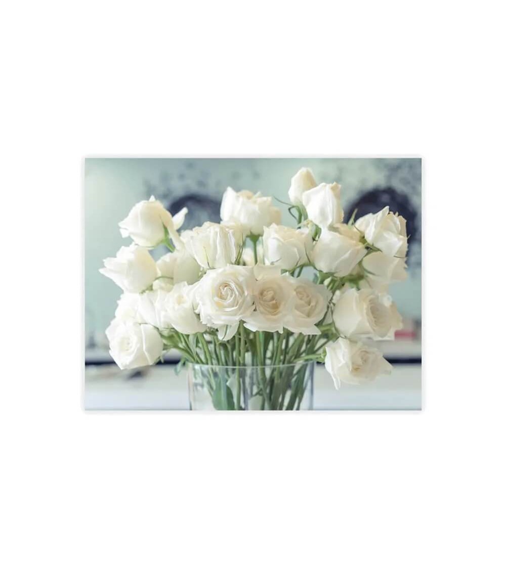 Dcasa Set De 3 Cuadros Impresión De Rosas Blancas Sobre Lienzo De 30x40 Cm