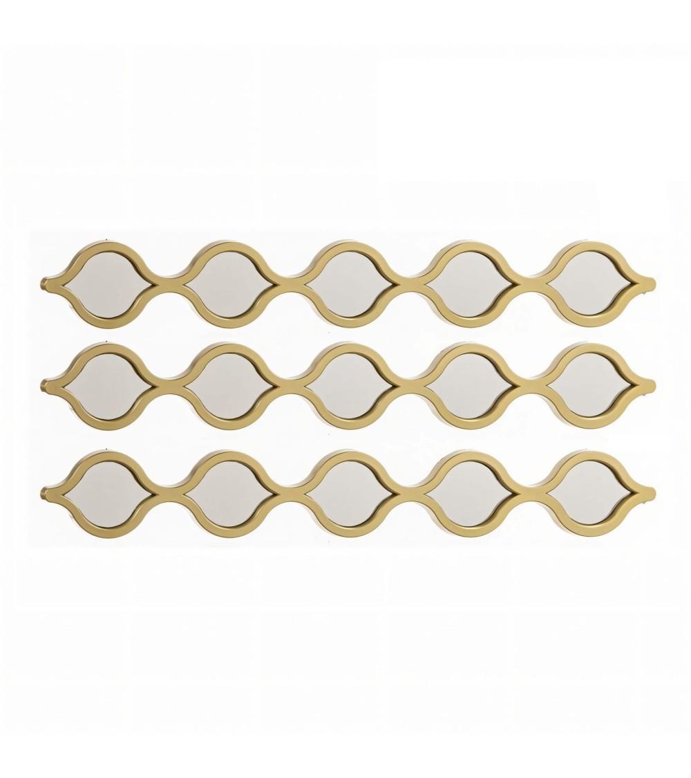 Dcasa Set de 3 espejos de pared gotas de modernos color champagne de plástico de 12x87 cm