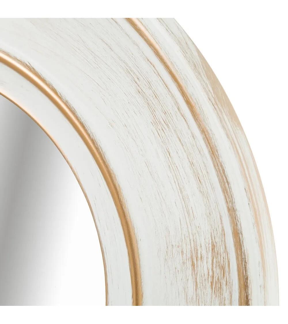 Dcasa Set De 3 Espejos Envejecidos Blancos Y Dorados Con Moldura De Plástico PP