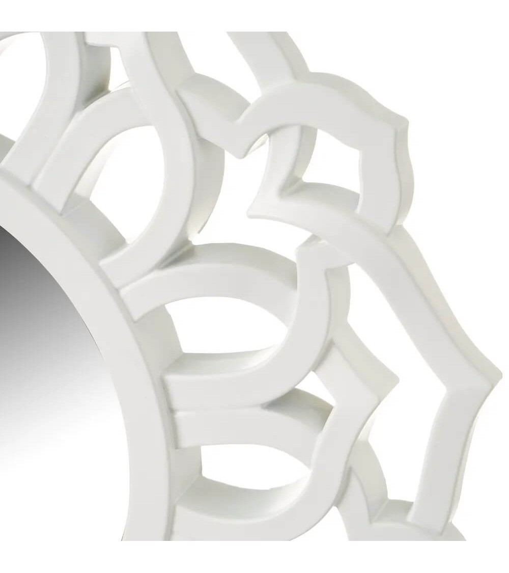 Dcasa Set De 3 Espejos Flor Blancos Con Moldura De Plástico PP