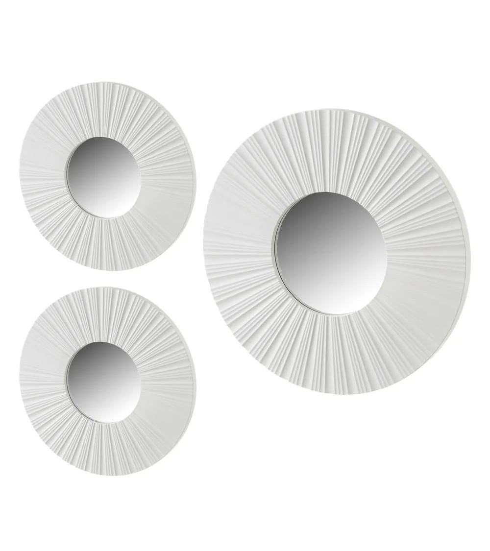 Dcasa Set de 3 espejos sol blancos con moldura de plástico PP